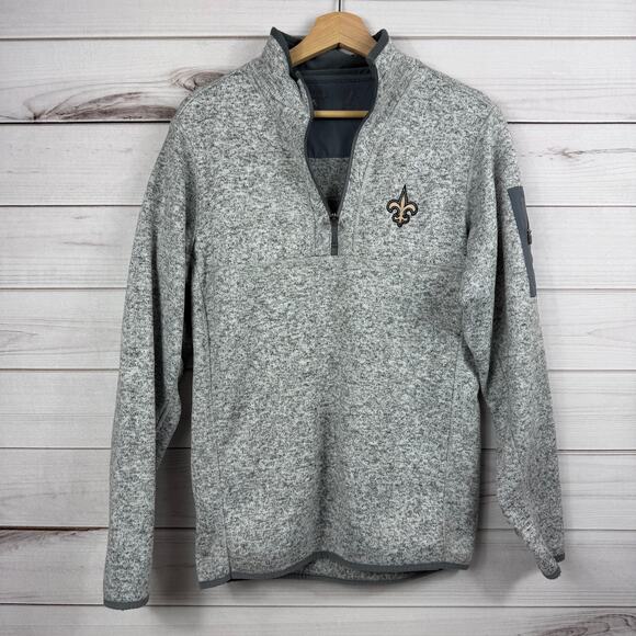 Women's New Orleans Saints Antigua Gray Half-Zip Pullover Jacket‎ M - Picture 1 of 7